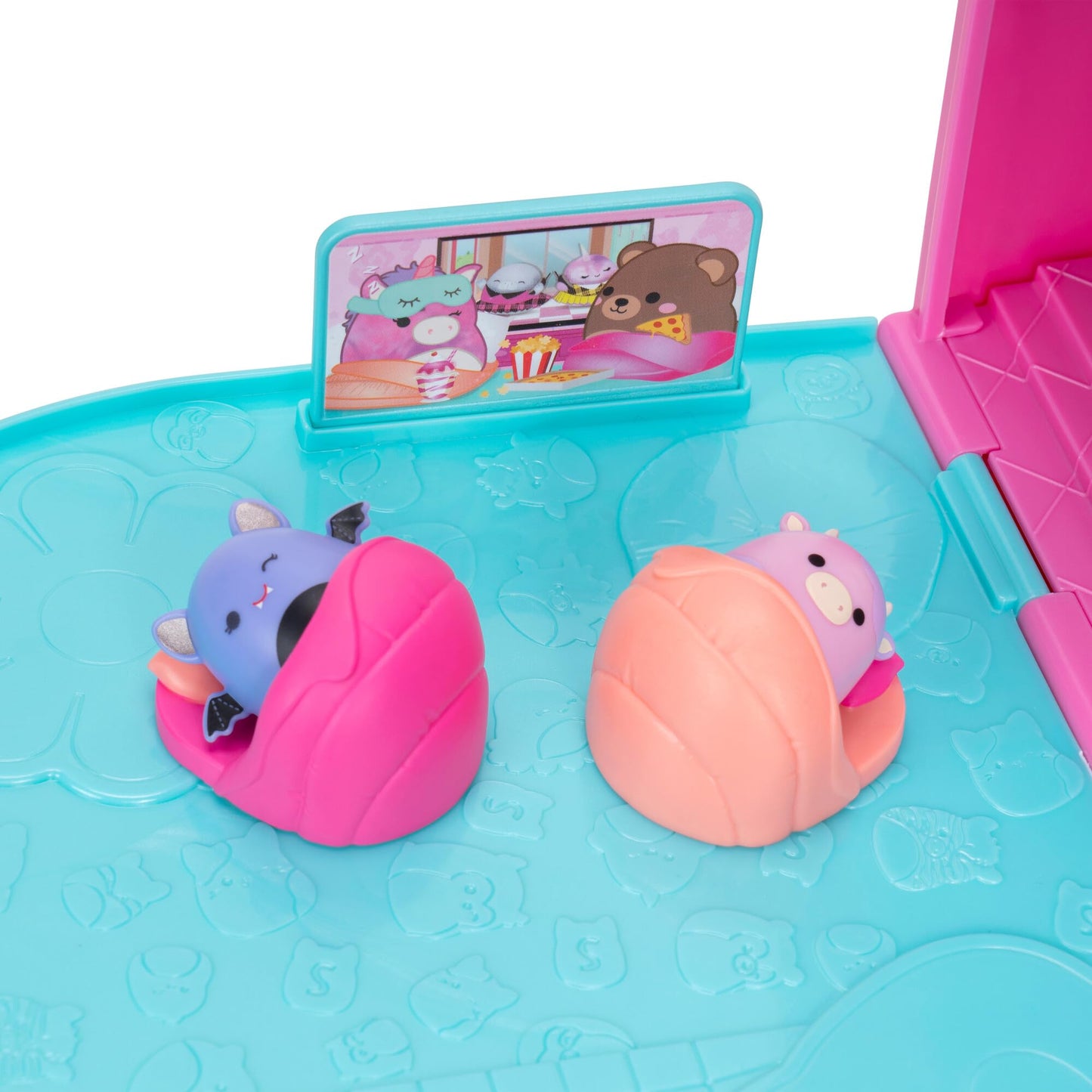 Squish-a-longs Party Pack On-The-Go Playset - Series 1 - Three 1” Mini-Squish with 9 Furnishings - Collect, Trade, & Play