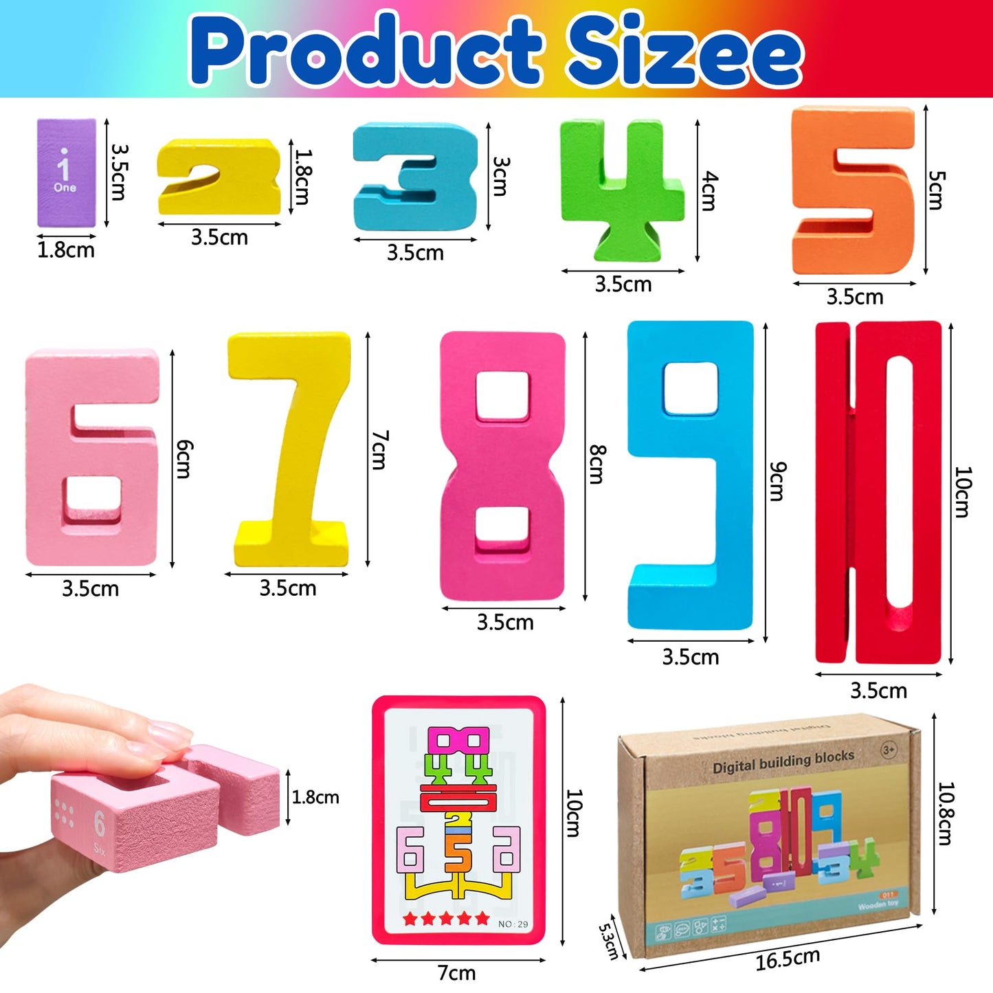 20Pcs Wooden Number Blocks – Montessori Math & Counting Learning Toy for Kids, Parent-Child Interaction, Educational Stocking Stuffer