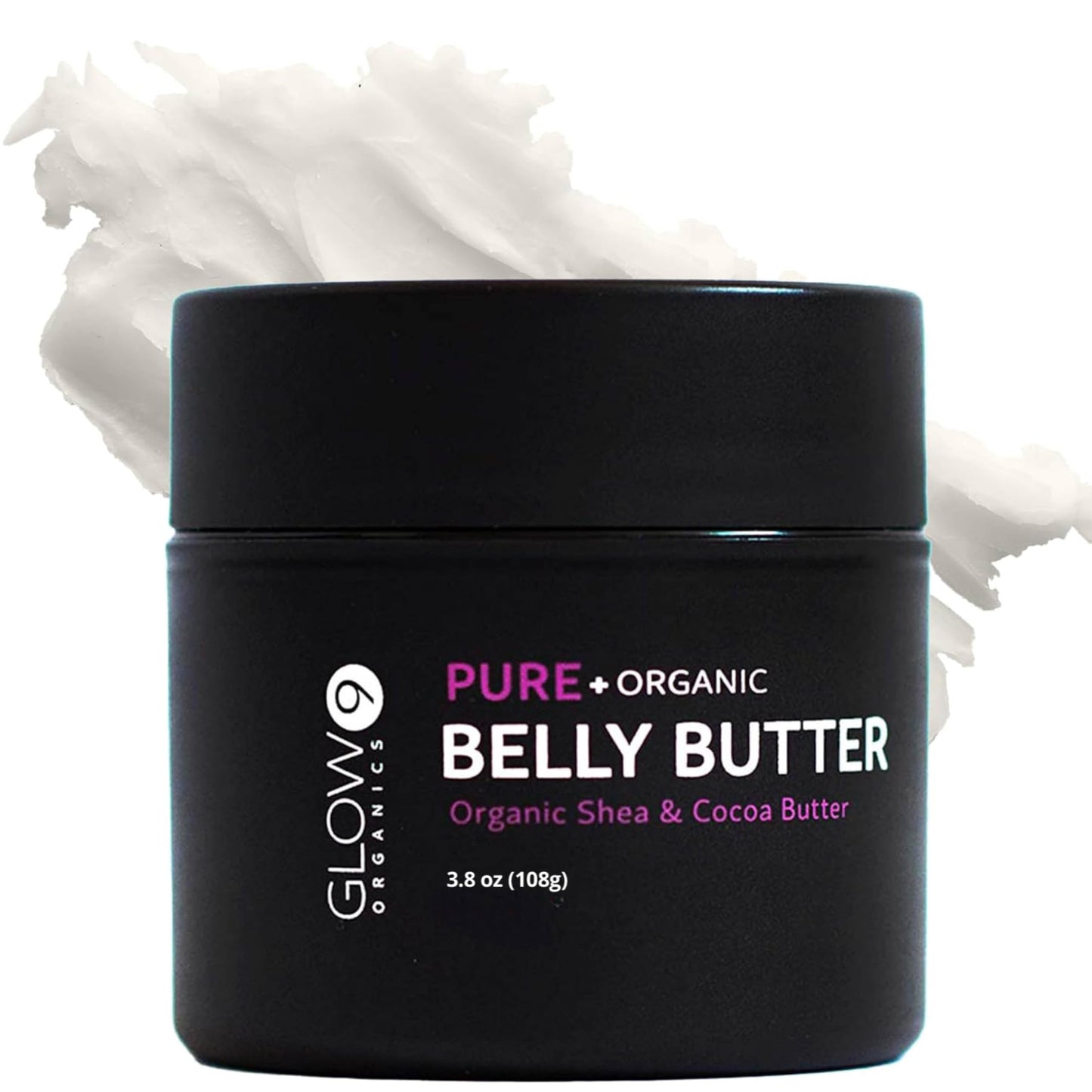 Glow Organics Belly Butter - 100% Organic Stretch Mark Cream for Pregnancy, Soothes Itchy Skin & Scars, Safe Daily Maternity Skincare, 3.8oz