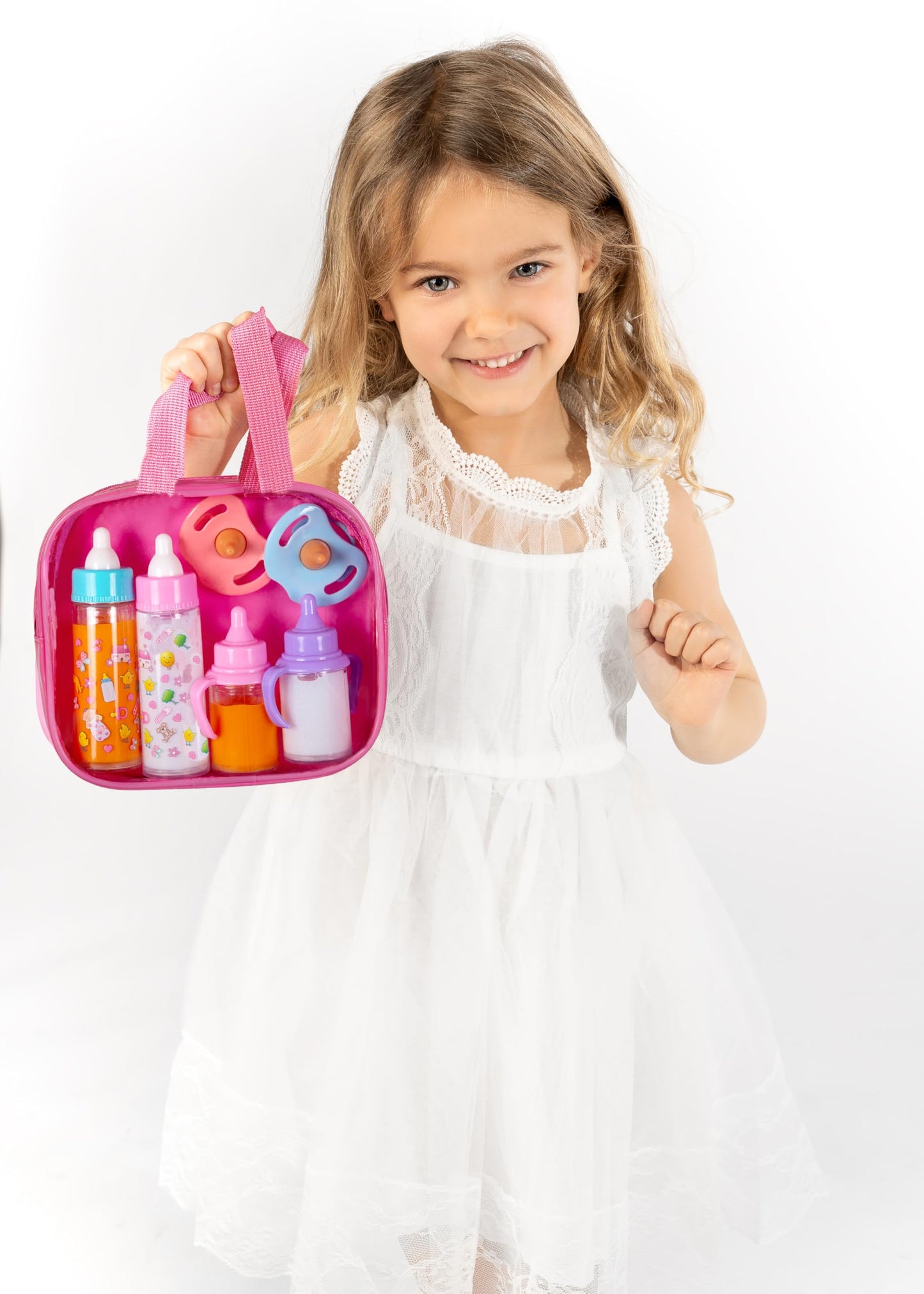 fash n kolor Baby Doll Accessories - 6 Accessories in One Diaper Bag - Magic Bottle - Toys - Doll Care Kit - Gifts
