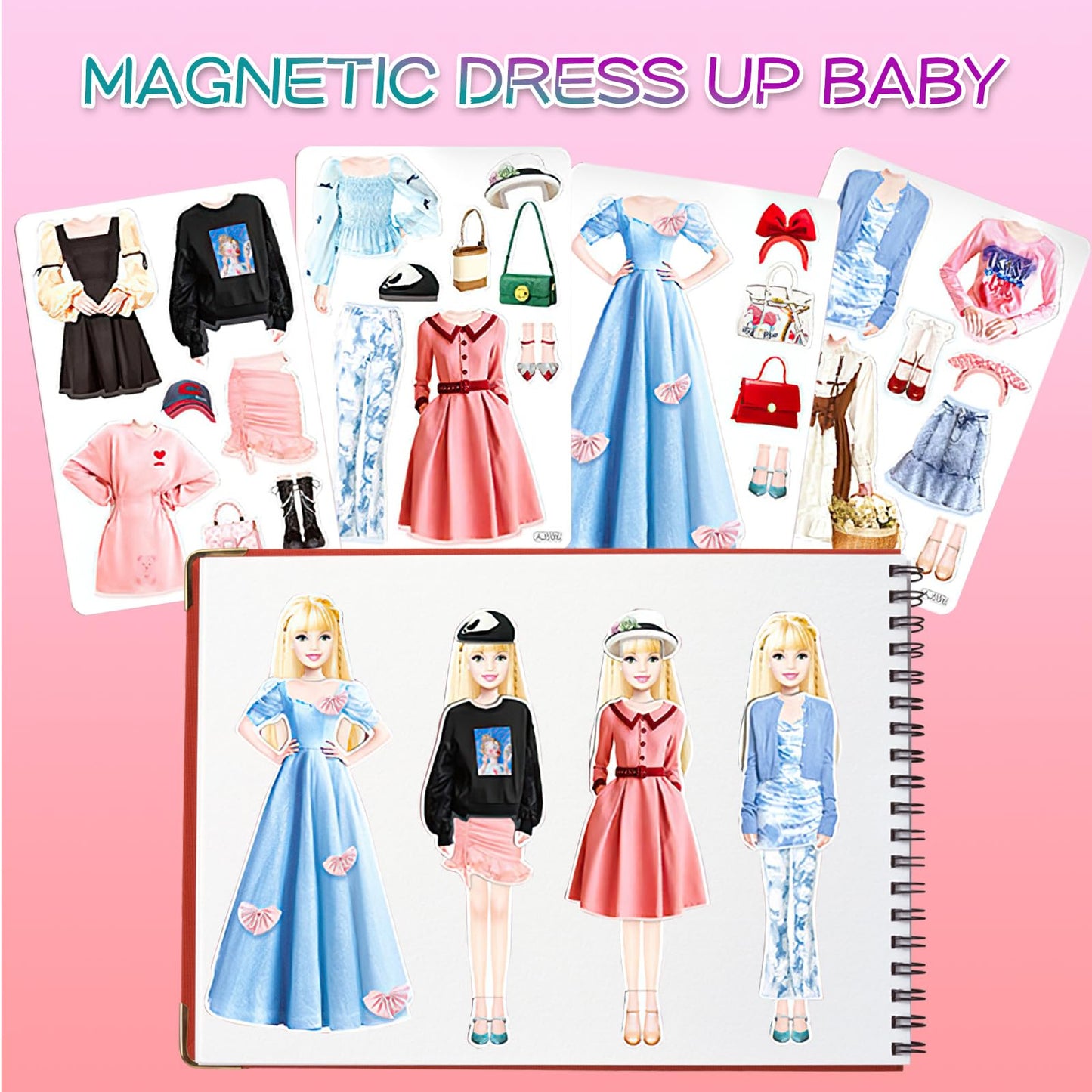 JHGCVX Magnetic Dress Up Paper Dolls for Girls Ages 4-7, Pretty Princess Game Paper Dolls Dress Up Toys, Creating Imaginative Birthday Gifts