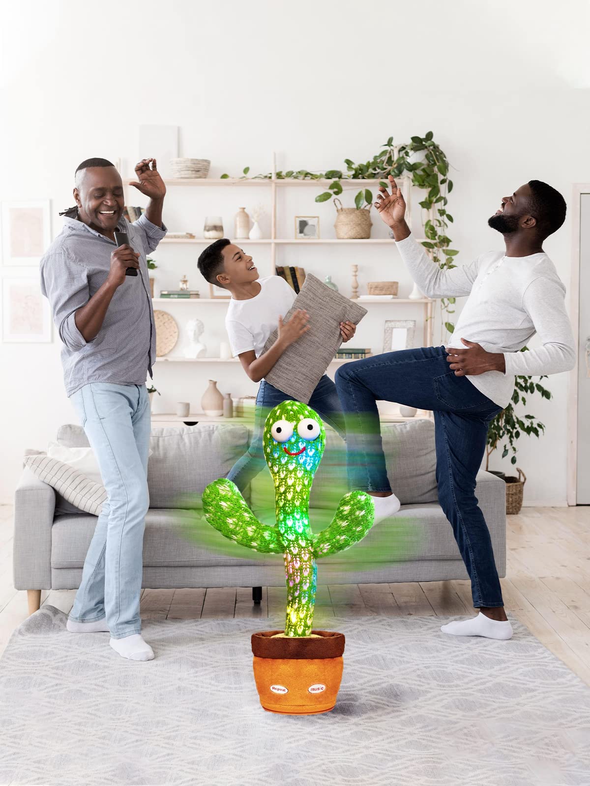 Keculf Talking Cactus Toy with LED, 120 Songs, Dancing & Mimicking Baby Toy, Singing Musical Tummy Time Gift for Boys & Girls