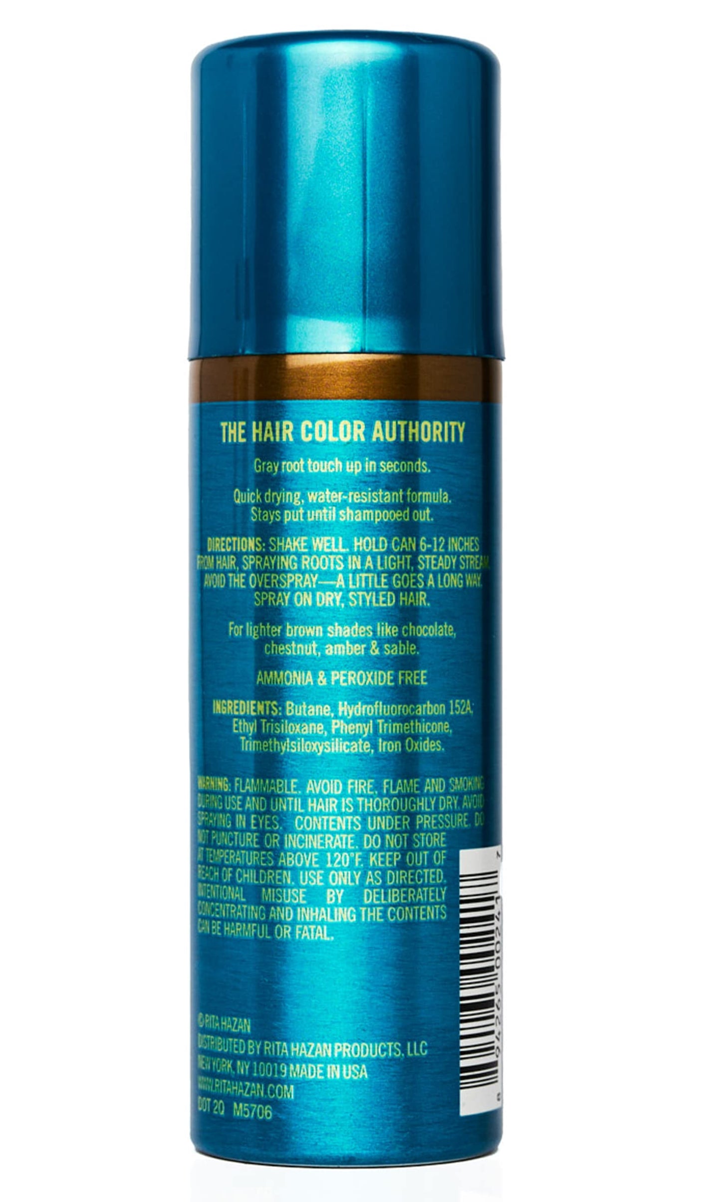 Rita Hazan Root Concealer Touch Up Spray Light Brown | Instant Gray Root Cover Up | Quick-Dry, Water-Resistant Temporary Hair Color, 2 oz