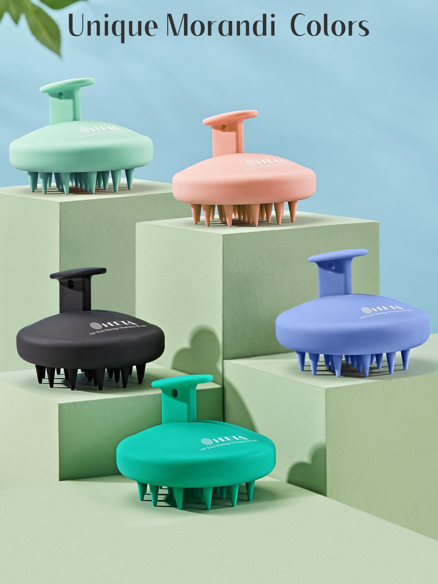 HEETA Scalp Massager Shampoo Brush – Soft Silicone Scalp Scrubber for Hair Growth, Dandruff Removal & Relaxation, Wet & Dry Hair Use, Black