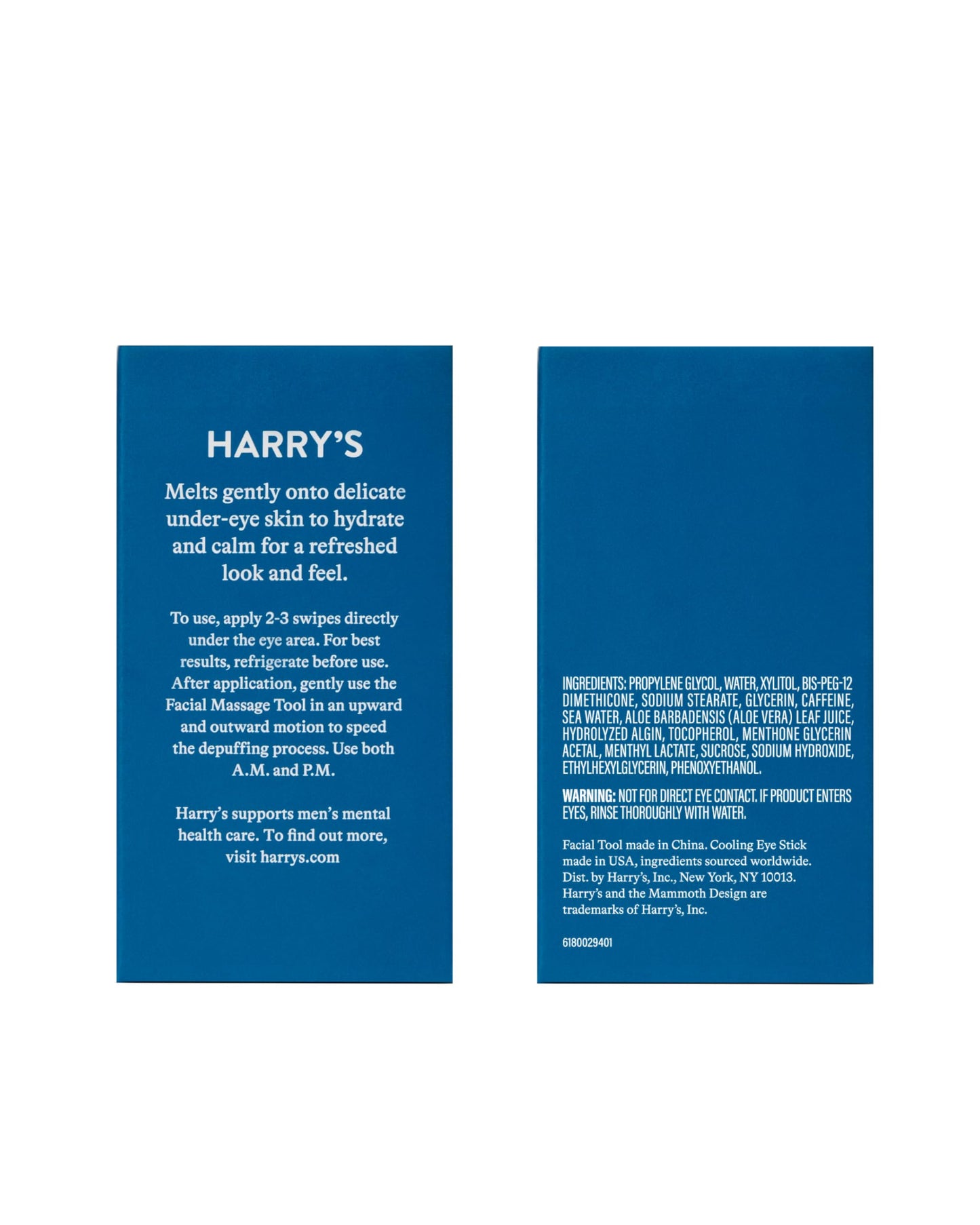 Harry's Cooling Eye Kit for Men - Gua Sha Depuffing Facial Massage Tool and 2 Cooling Eye Sticks
