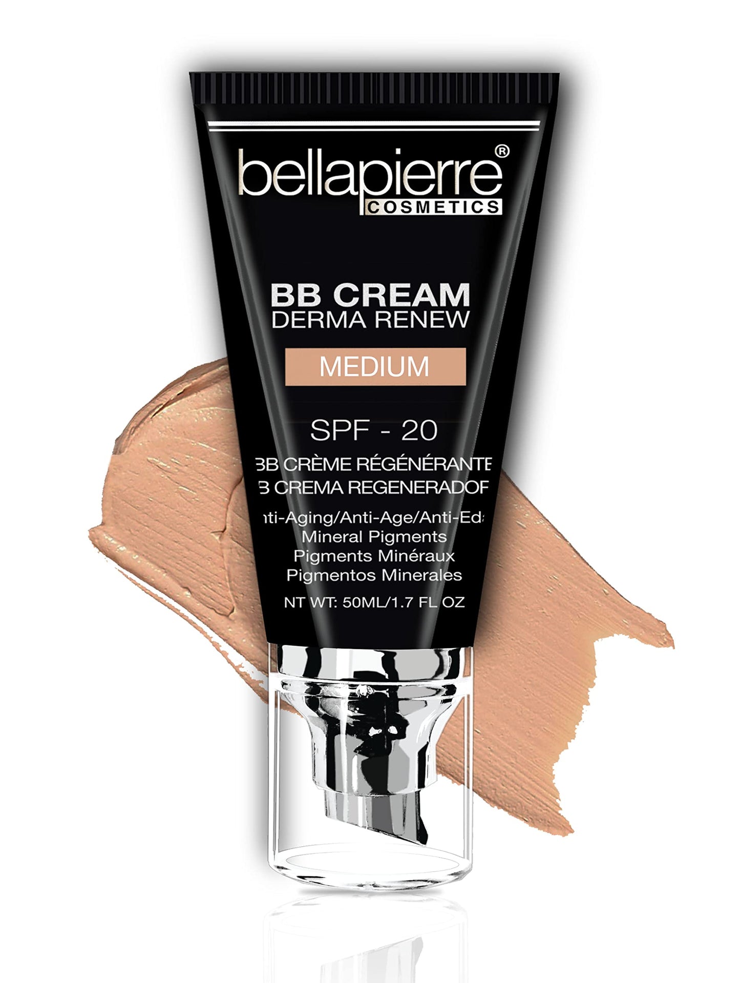 Bellapierre BB Cream SPF 20 – Mineral Sunscreen & Liquid Foundation, Lightweight Moisturizer, Buildable Coverage, Matte, Non-Toxic, 1.7 oz