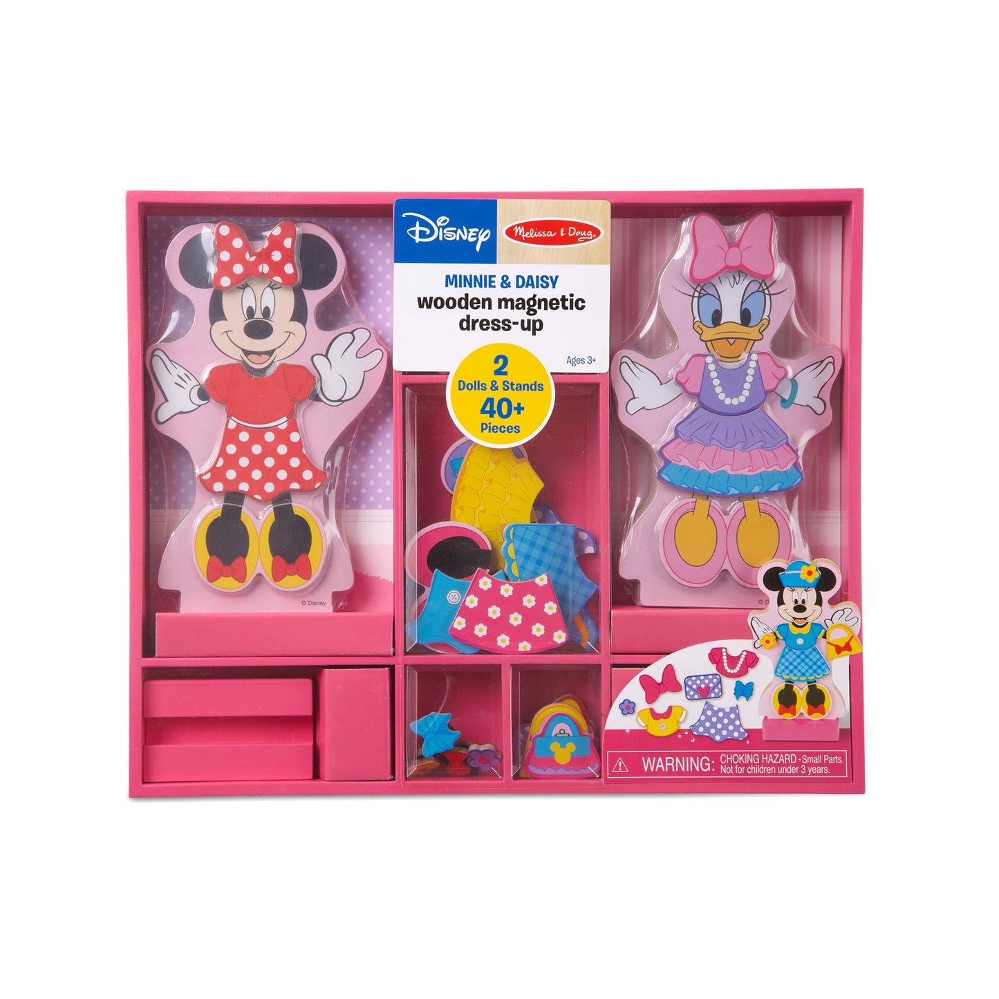 Melissa & Doug Disney Minnie & Daisy Magnetic Dress-Up Wooden Dolls, 40+ Pc Pretend Play Set for Kids 3+
