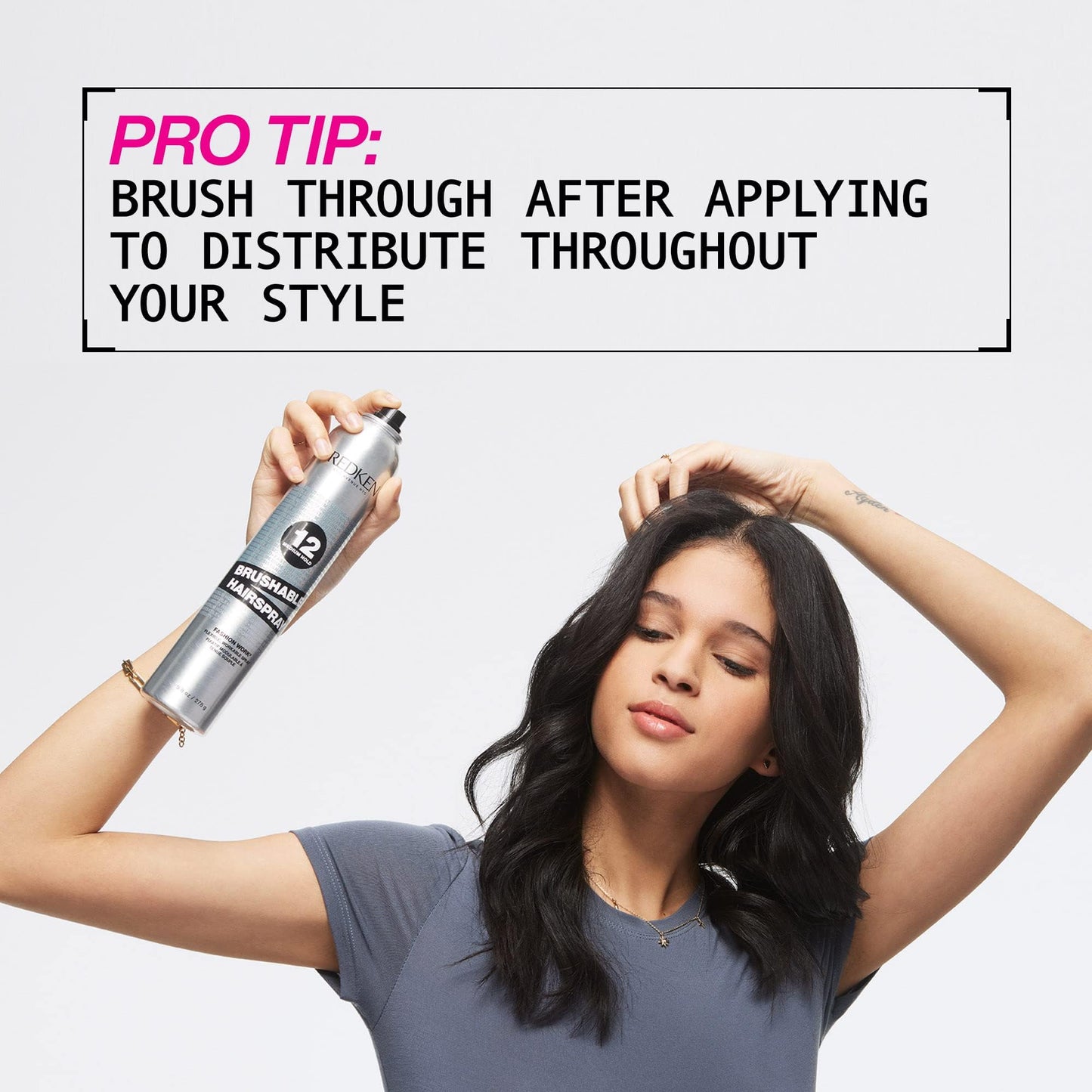 Redken Brushable Hairspray 12, For All Hair Types, Protects Against Frizz & Humidity, 10.4 Oz