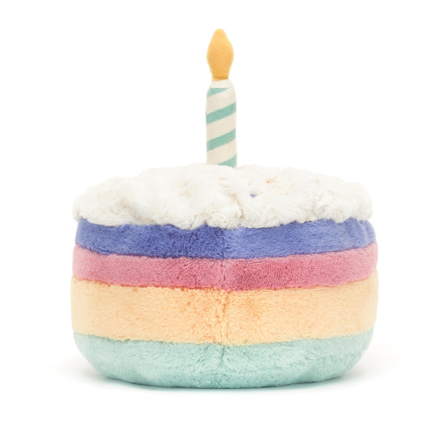 Jellycat Amuseables Rainbow Birthday Cake Stuffed Toy, Medium 6 inches - Dessert Plush - Birthday Gift