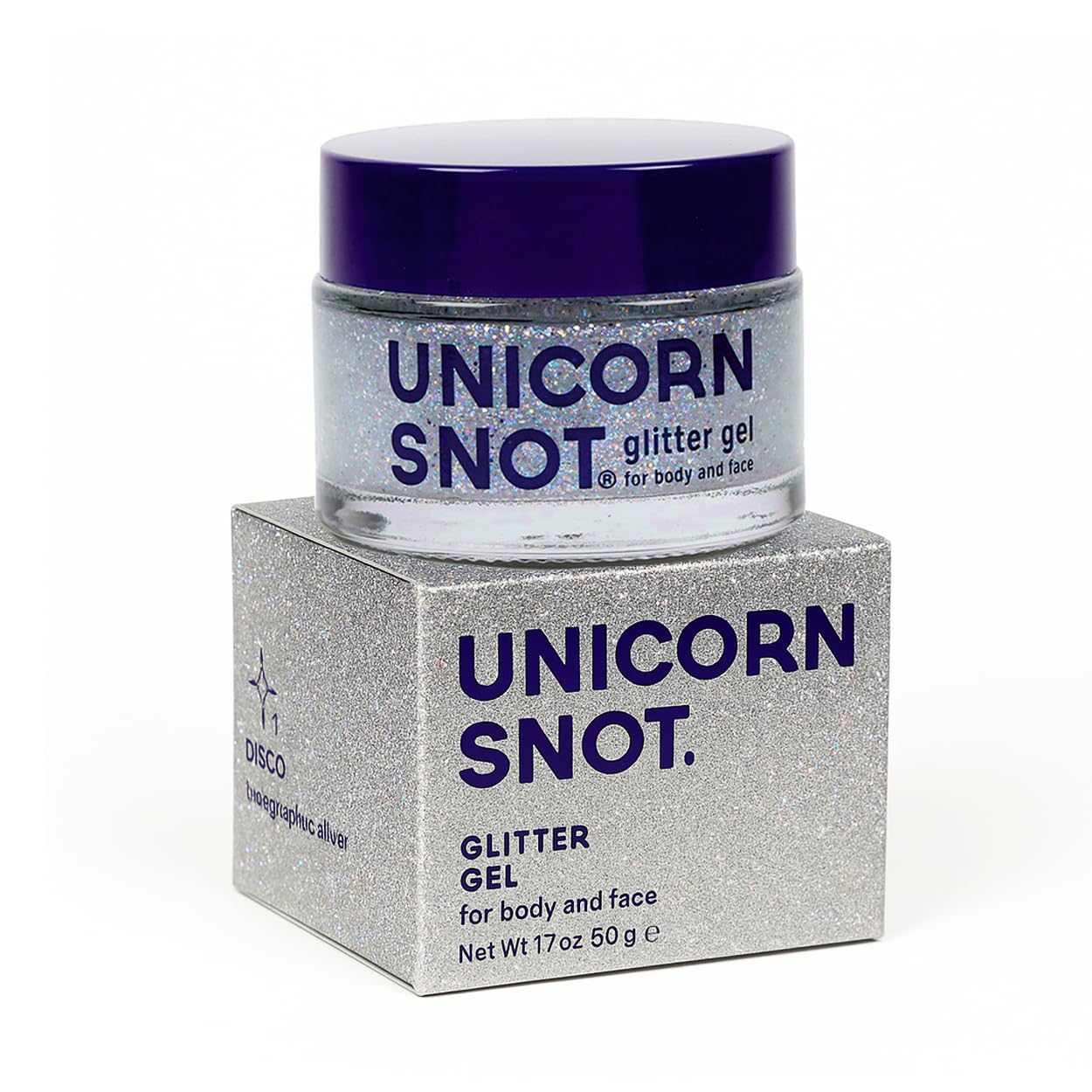 UNICORN SNOT Holographic Face & Body Glitter Gel – Silver Disco Glitter Makeup for Festival, Rave, Cosplay & Halloween – Vegan, Cruelty-Free, 1.7 oz