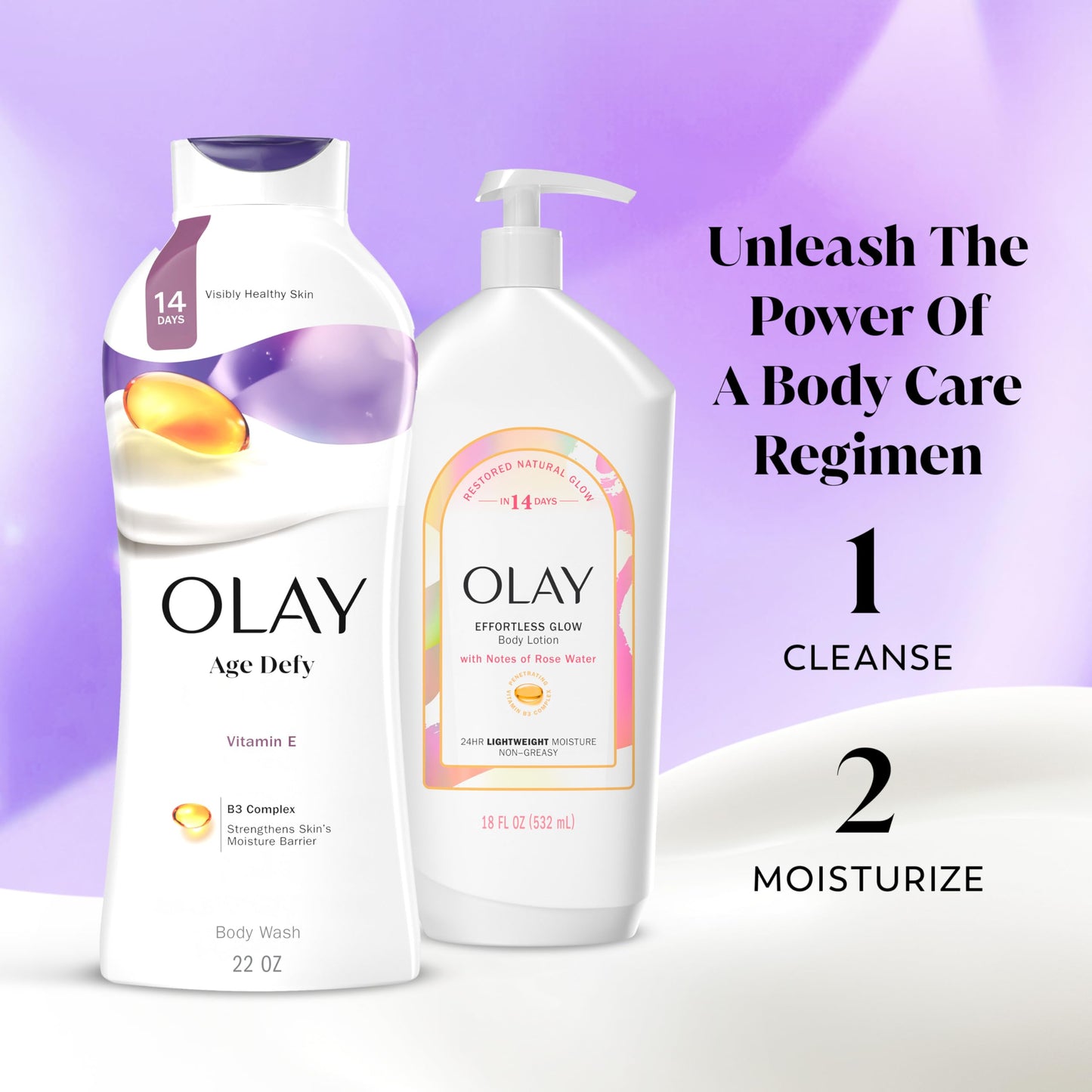 Olay Age-Defying Body Wash for Women, 24hr Moisture, Vitamin E & B3, Hydrating & Refreshing, Paraben-Free, 22 fl oz, 2-Pack