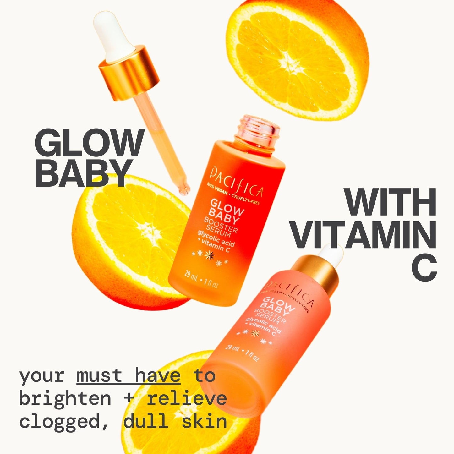 Pacifica Vitamin C Glow Baby Face Serum - Glycolic Acid Dark Spot Corrector, Anti-Aging, Brightening, Vegan & Fragrance-Free