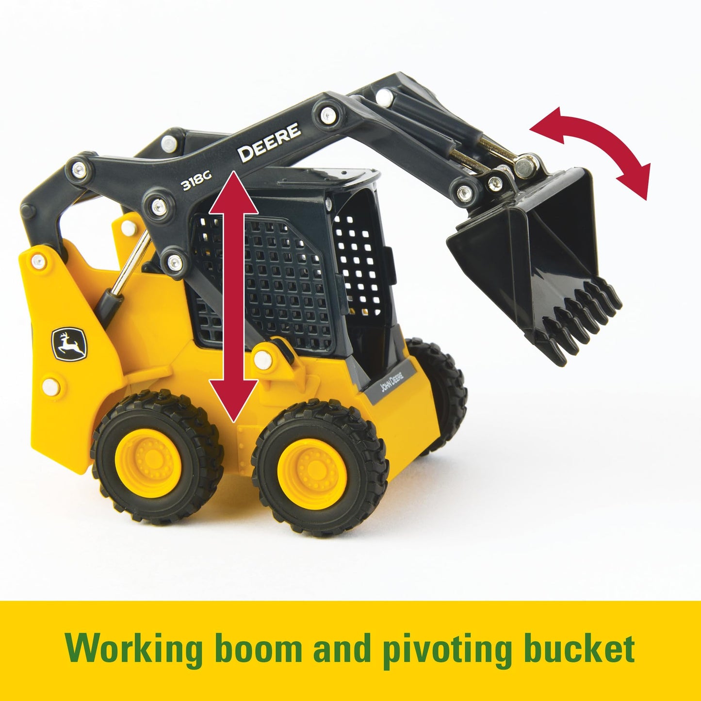 TOMY John Deere Round Bale Haying Set 1:32 Scale with 7R Tractor, 569 Round Baler & 381G Skid Steer Toy Farm Construction Playset Ages 3+