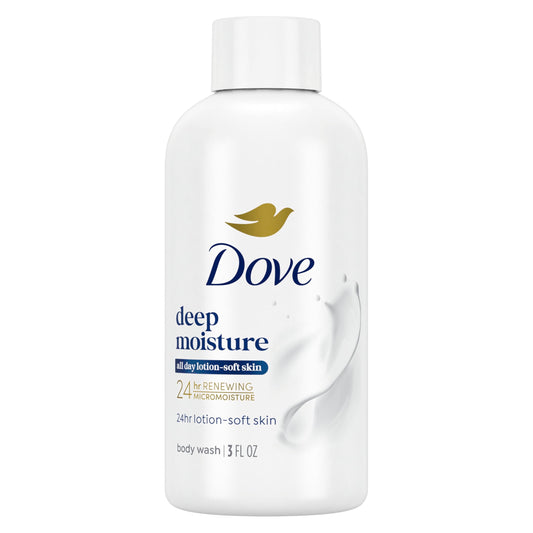 Dove Body Wash Deep Moisture for 24hr Lotion-Soft Skin Moisturizing Skin Cleanser with No Sulfates No Parabens 3 oz