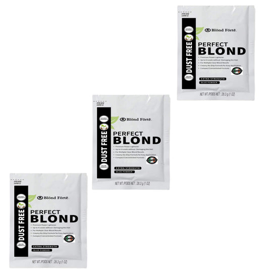 Blond Forte Perfect Blonde Toner & Bleach Powder Lightener for Dark Hair, Extra Strength Professional Formula, Made in Italy, 3 Pack (1 Oz Each)