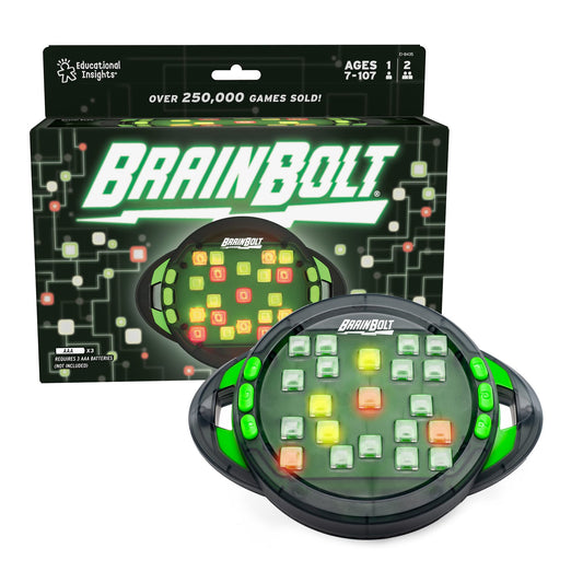 Educational Insights BrainBolt – Handheld Memory Game with Light & Sound, Electronic Brain Teasers for Kids, Teens & Adults Ages 7+, Gamer Gift