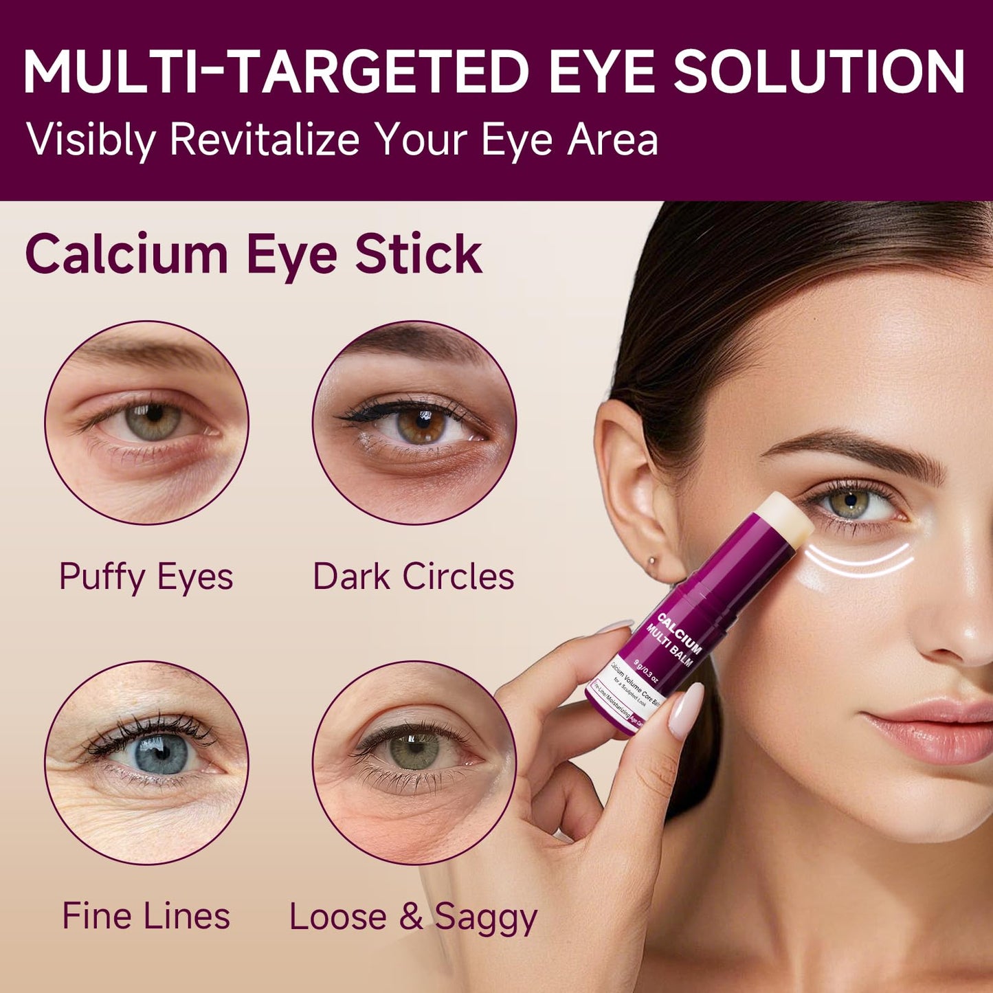 Cemenrete Calcium Collagen Multi Balm & Eye Stick, 2pc Hydrating All-in-One Moisturizer for Face, Eye & Neck, Makeup Base