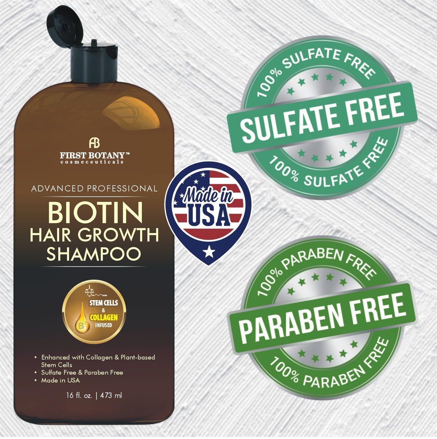 Hair Regrowth & Anti-Hair Loss Shampoo 16 fl oz – DHT Blockers, Collagen & Stem Cells – Daily Hydrating, Detoxifying & Volumizing Formula for Men & Women