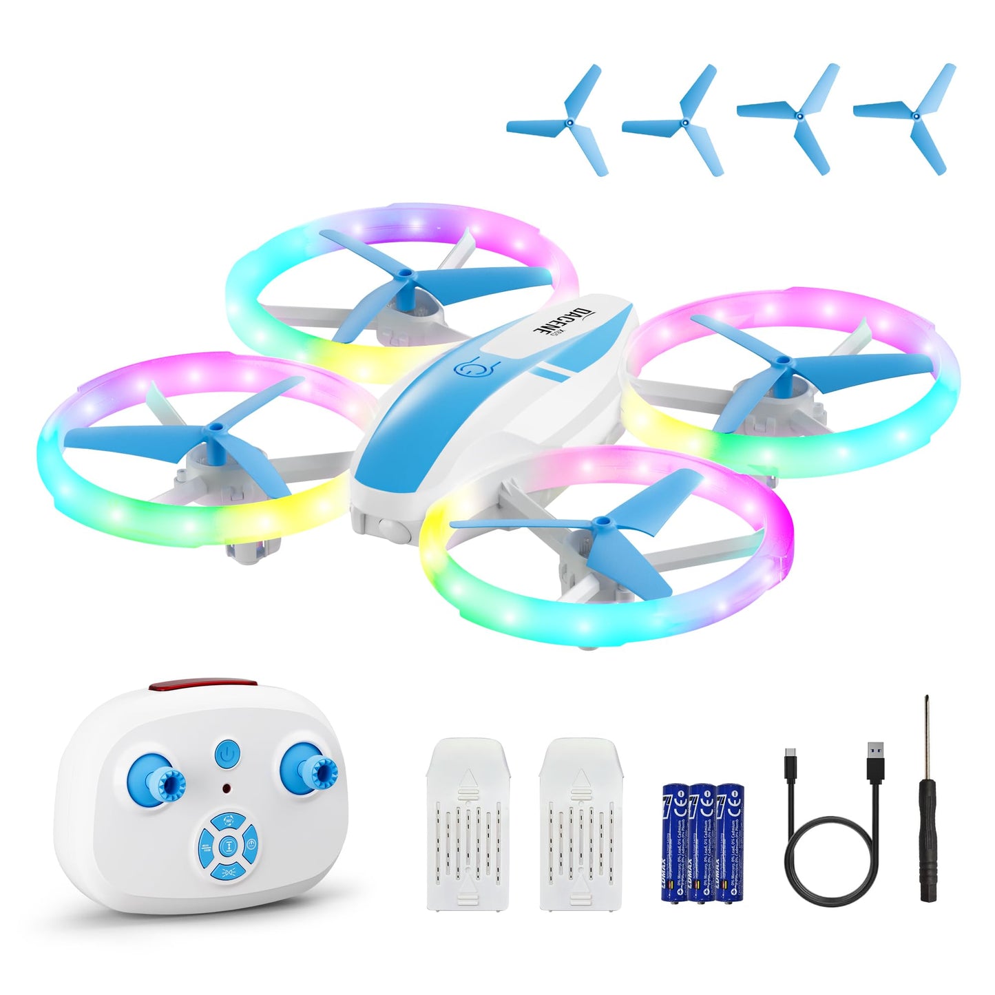 Mini RC Drone for Kids & Beginners with LED Lights, Altitude Hold, 360° Flips, Propeller Guard, 3-Speed Modes – Indoor/Outdoor Toy Gift