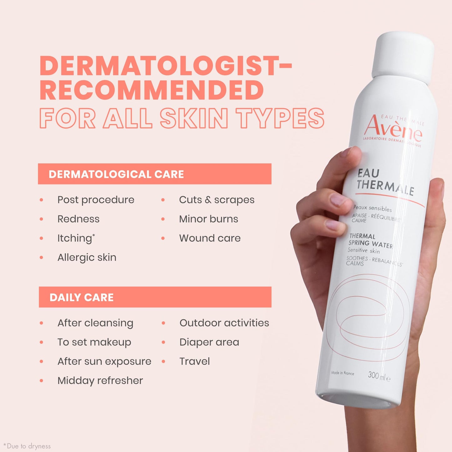 Avène Thermal Spring Water Facial Mist Spray for Sensitive Skin, Soothes, Calms & Softens, Mineral-Rich, 10.1 oz