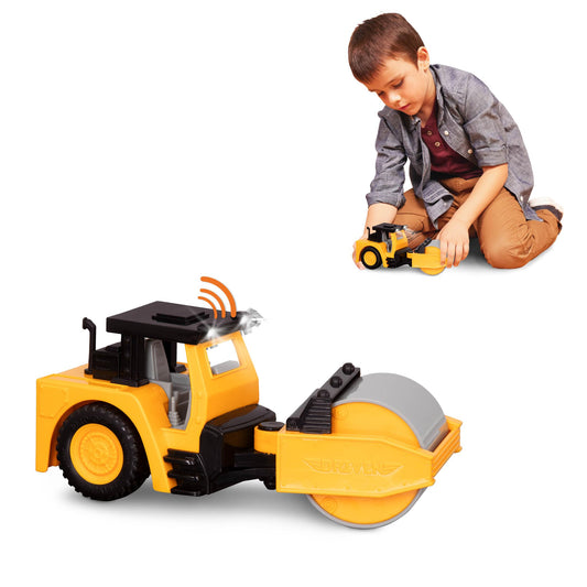 Driven by Battat 7" Steam Roller Toy with Lights & Sounds, Movable Parts, Realistic Construction Vehicle for Kids 3+ – Durable Gift