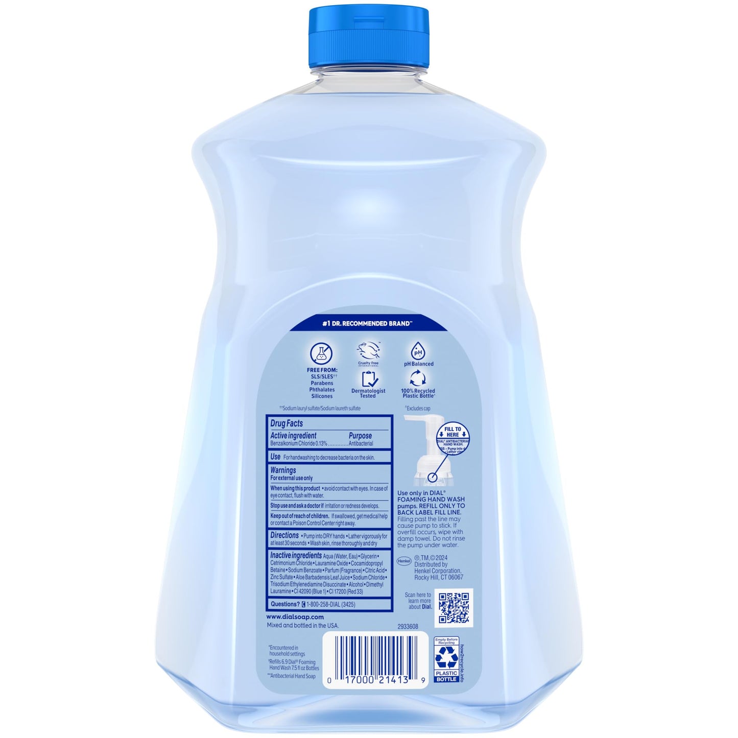 Dial Antibacterial Foaming Hand Soap Refill, Spring Water, 52 fl oz (Pack of 1)