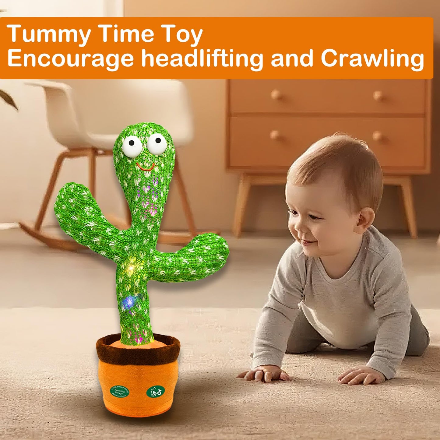 Hunfur Talking Dancing Cactus Toy – Singing, Mimicking, Light Up Plush Gift for Babies & Toddlers 6-18 Months with Volume Control