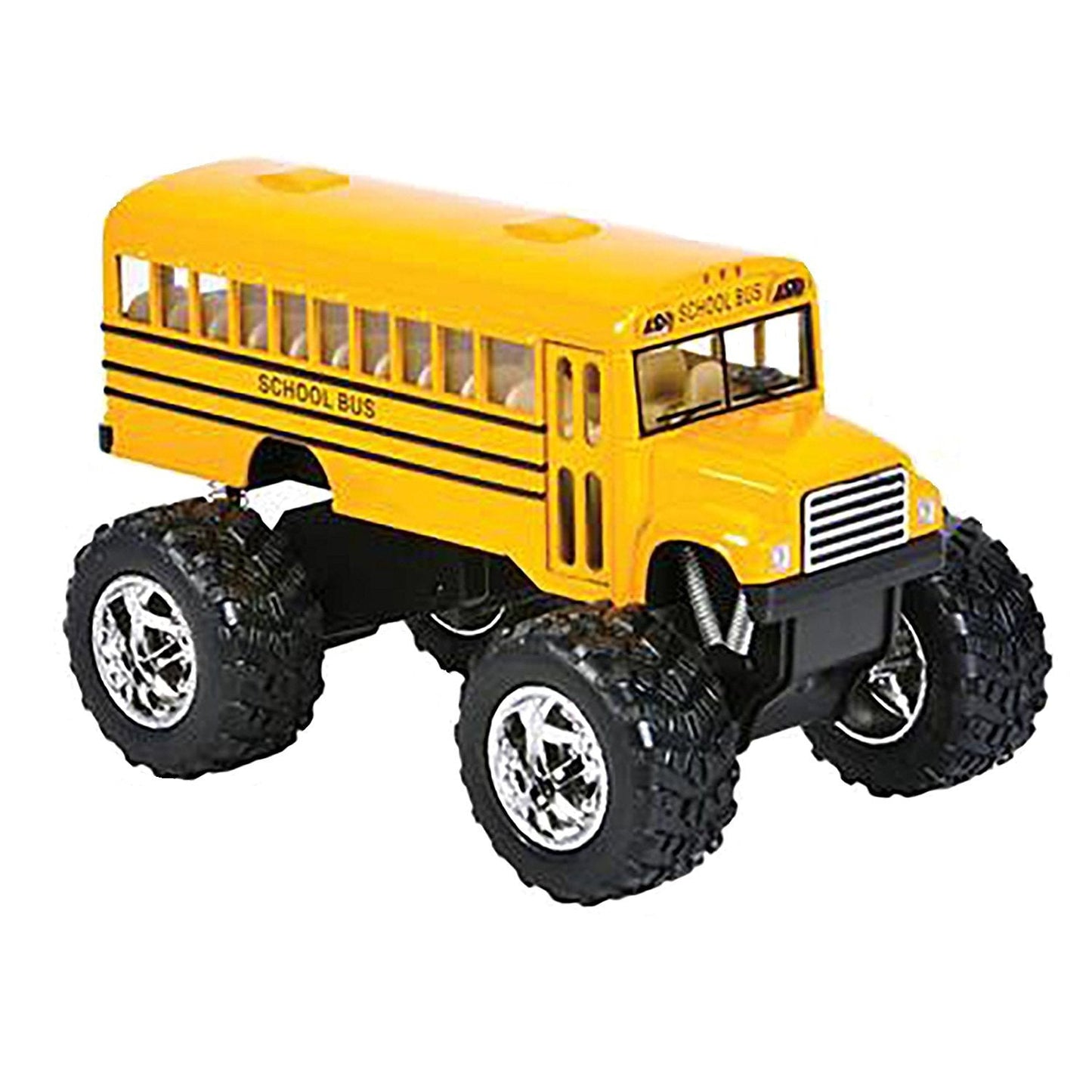 KinsFun 5" Monster School Bus Die Cast Metal Model, Pullback Action Toy Monster Truck