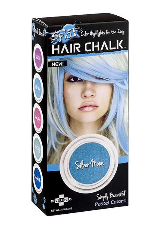 Splat Silver Moon Hair Chalk – Temporary Washable Hair Color Compact for Fun Pops of Silver – Easy to Apply, Shampoos Out, Cruelty-Free & Vegan