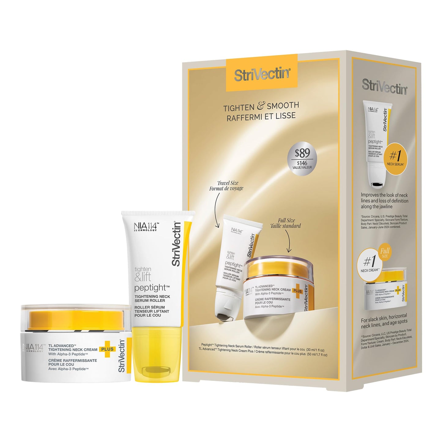 StriVectin Tighten & Smooth Neck Cream and Neck Serum Roller Anti-aging Skin Care 2-Piece Set