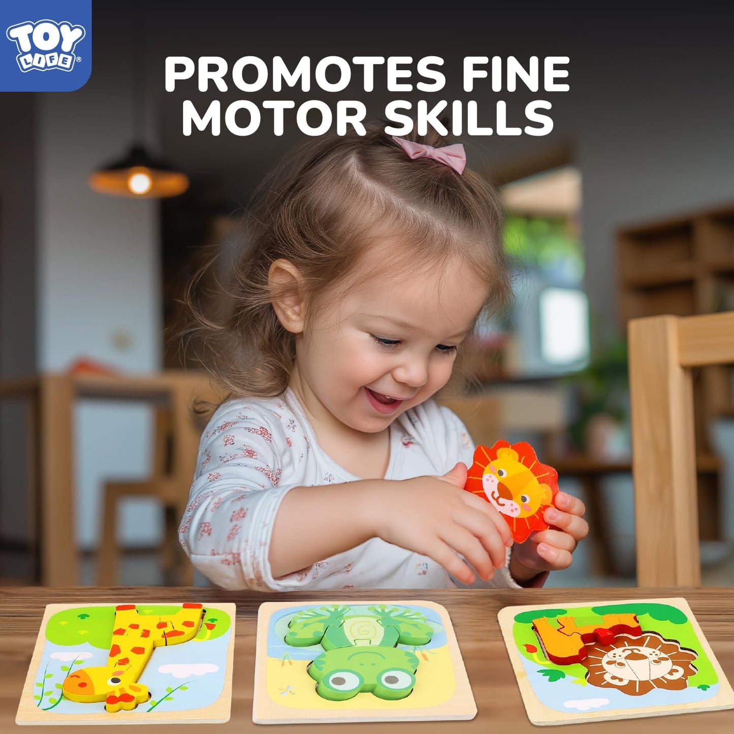 TOY Life Wooden Puzzles for Toddlers 2-4 – Montessori Animal Jigsaw Educational Learning Toy for Boys & Girls, Best Gift for Ages 1-3