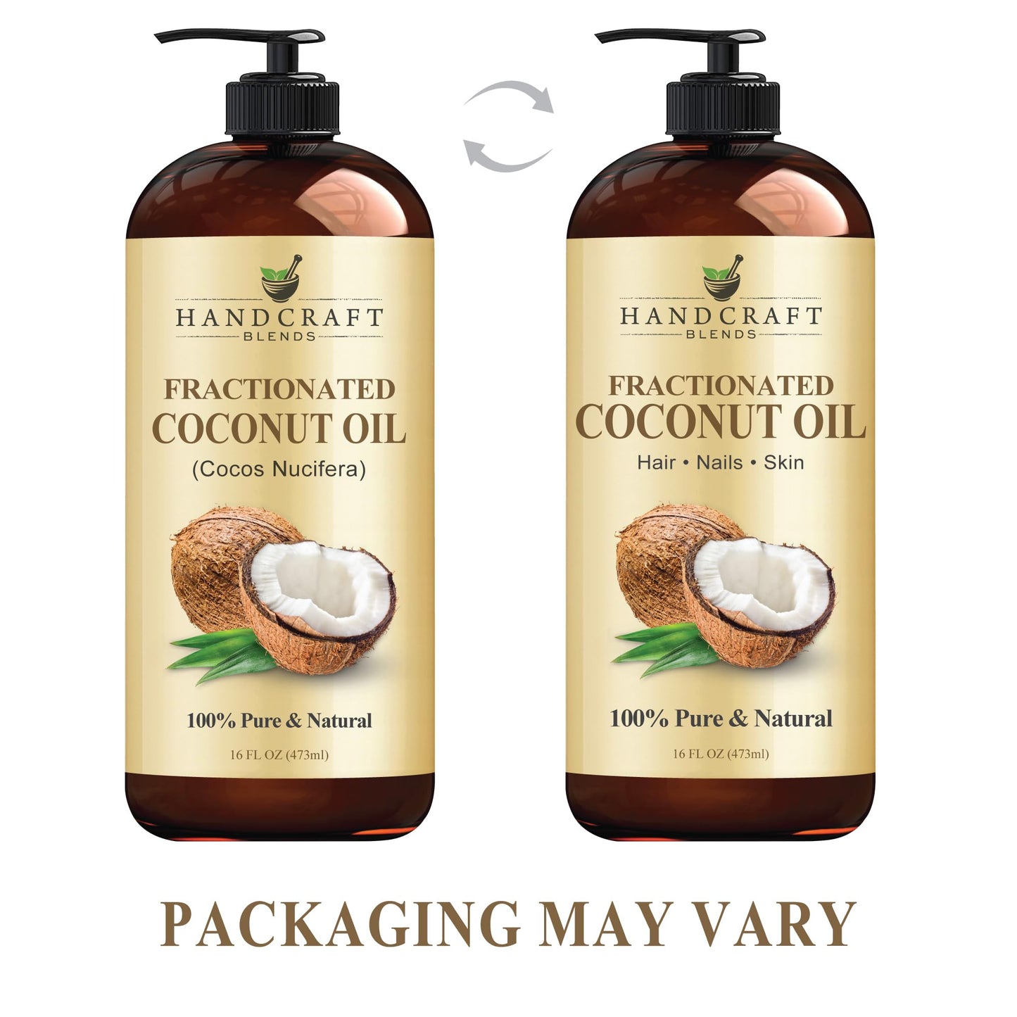 Handcraft Blends Fractionated Coconut Oil 16 Fl Oz – 100% Pure & Natural Premium Carrier Oil for Skin, Hair, Body & Massage