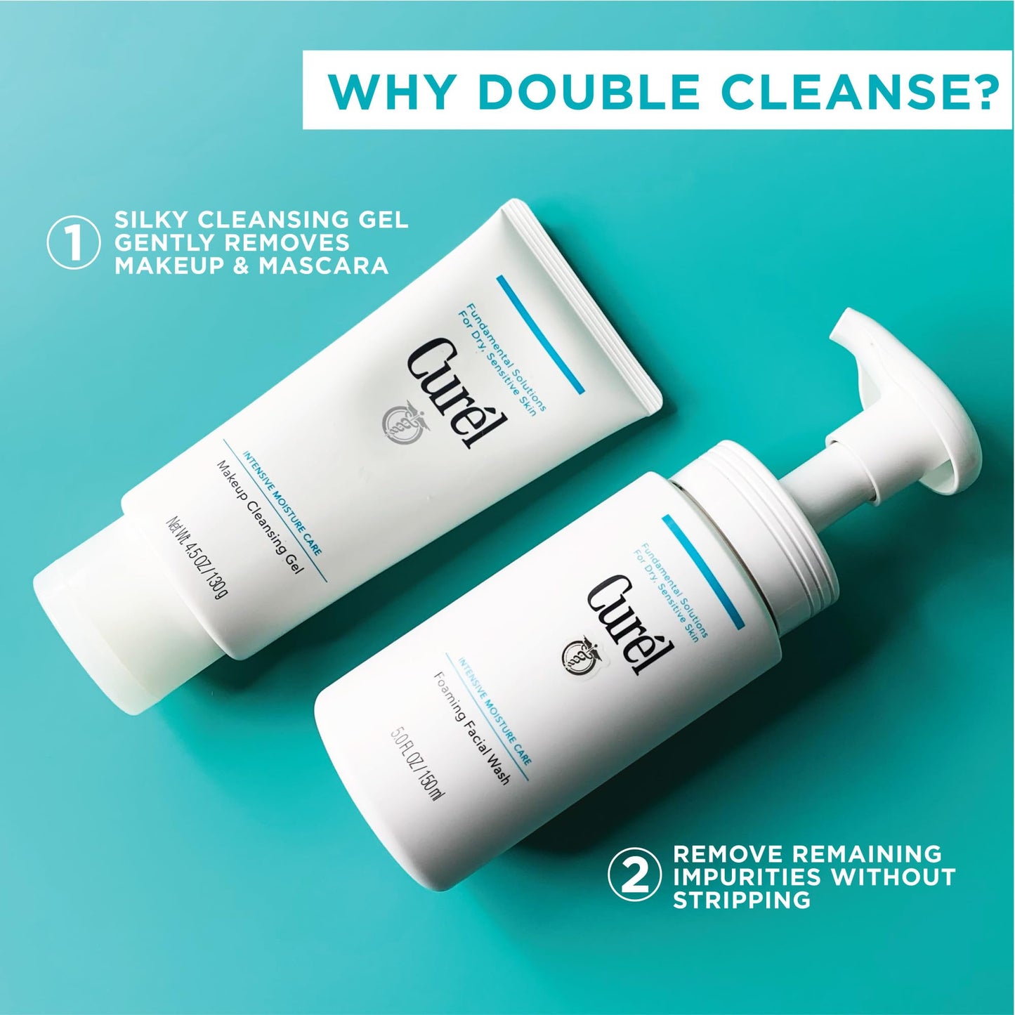 Curel Foaming Daily Face Wash for Sensitive Skin – Hydrating, pH-Balanced, Fragrance-Free Cleanser for Dry Skin, 5 oz