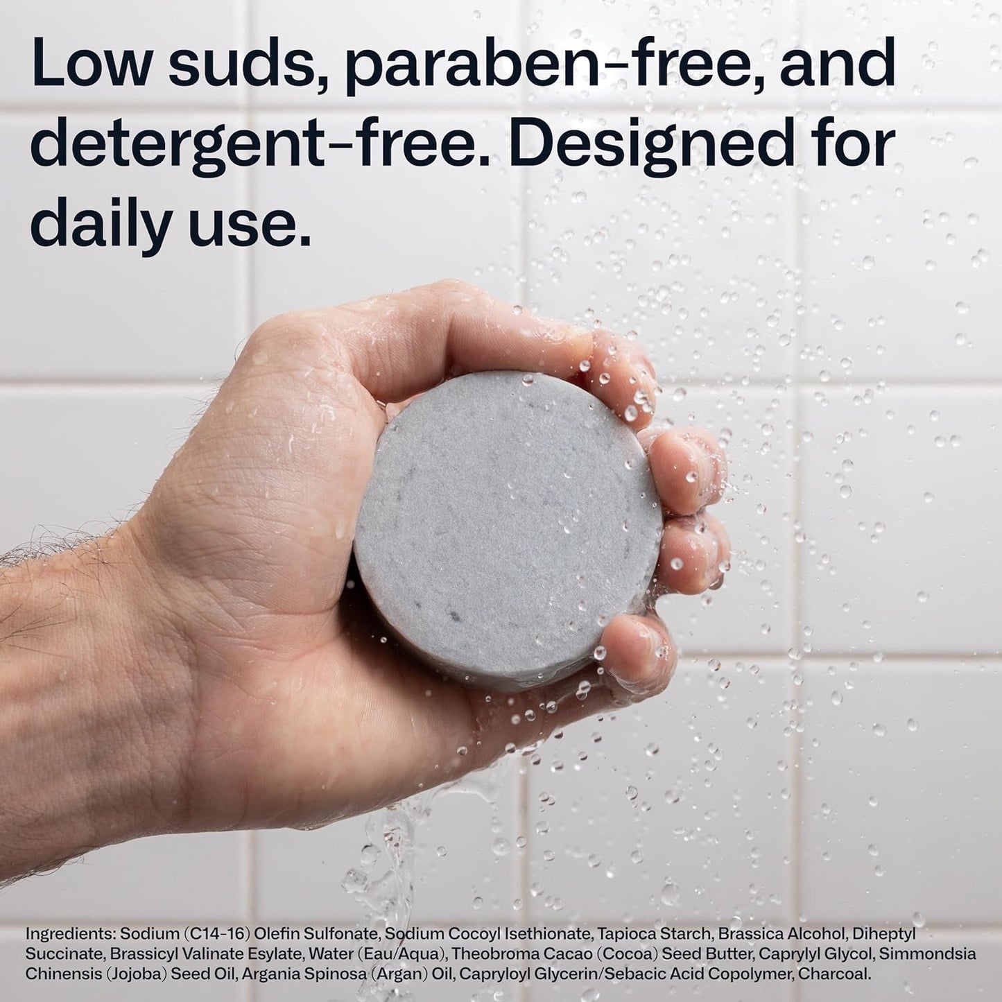 Modern Mammals Light Shampoo Bar for Men – Gentle, Vegan, No Poo, Low Lather, Conditioner-Infused, Sensitive Scalp, Fragrance-Free, 2.4oz