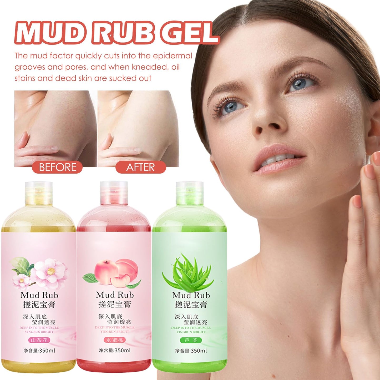 Mud Rub Exfoliating Whitening Gel – Camellia Mud Rubbing Artifact for Smooth, Bright Skin, Deep Cleansing & Whitening Exfoliant