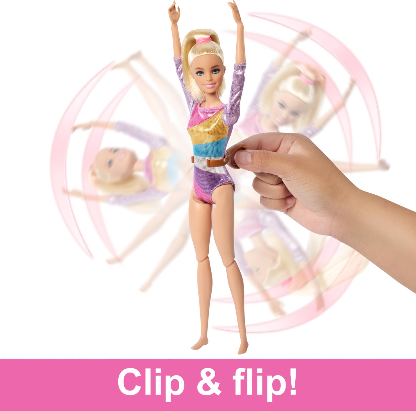 Barbie Gymnastics Doll & Accessories, Playset with Blonde Fashion Doll, C-Clip for Flipping Action, Balance Beam, Warm-Up Suit & More