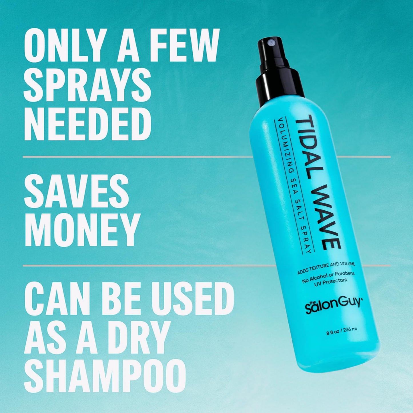 THESALONGUY Tidal Wave Sea Salt Spray – Volumizing & Texturizing Hair Pre-Styler for Men & Women, Lightweight, UV Protection, Alcohol & Paraben-Free