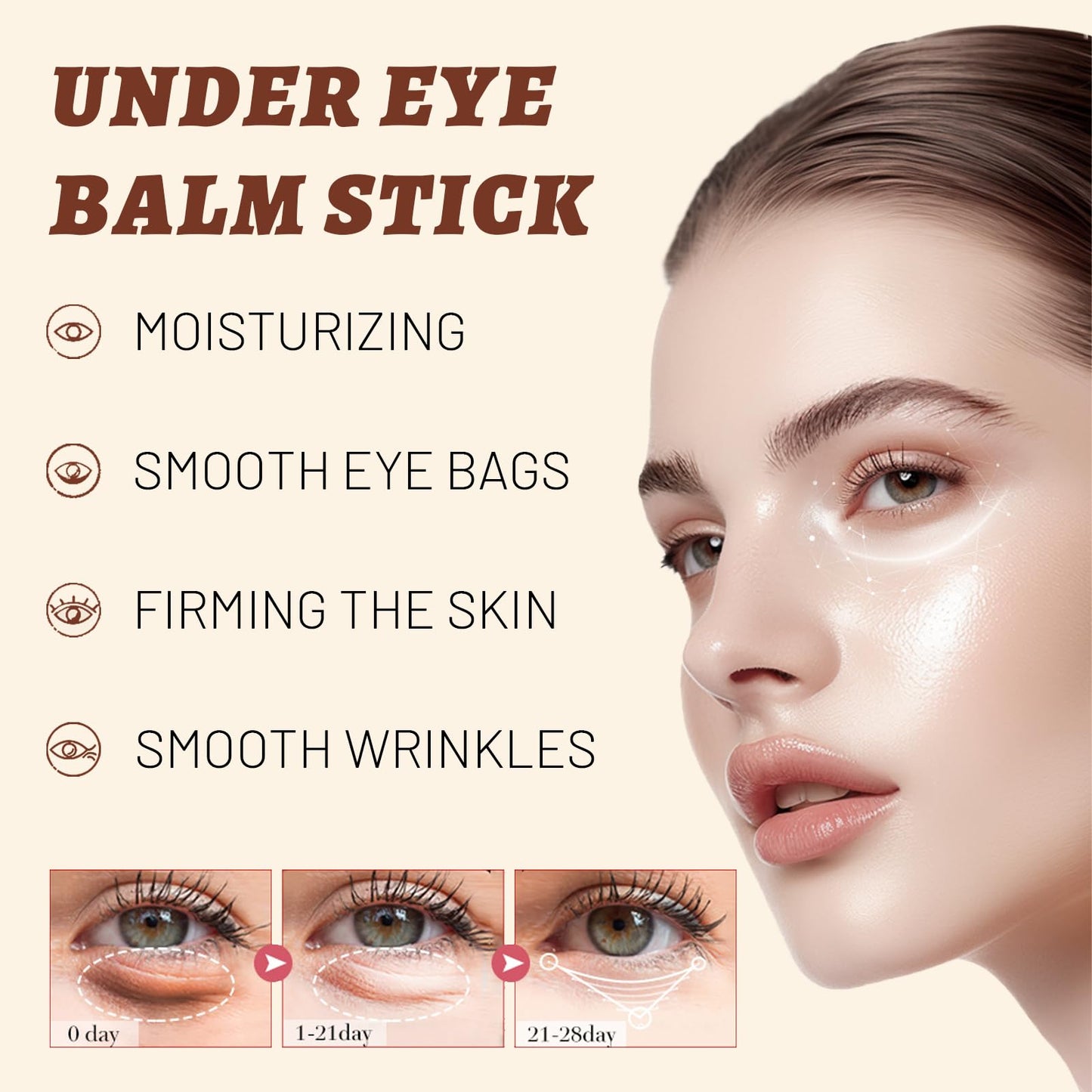 Balm for Eye Bags, Under Eye Balm Stick for Under Eye Bags, Eye Cream, Eyes Bags Serum, Deep Moisturizing Hydrating (1)