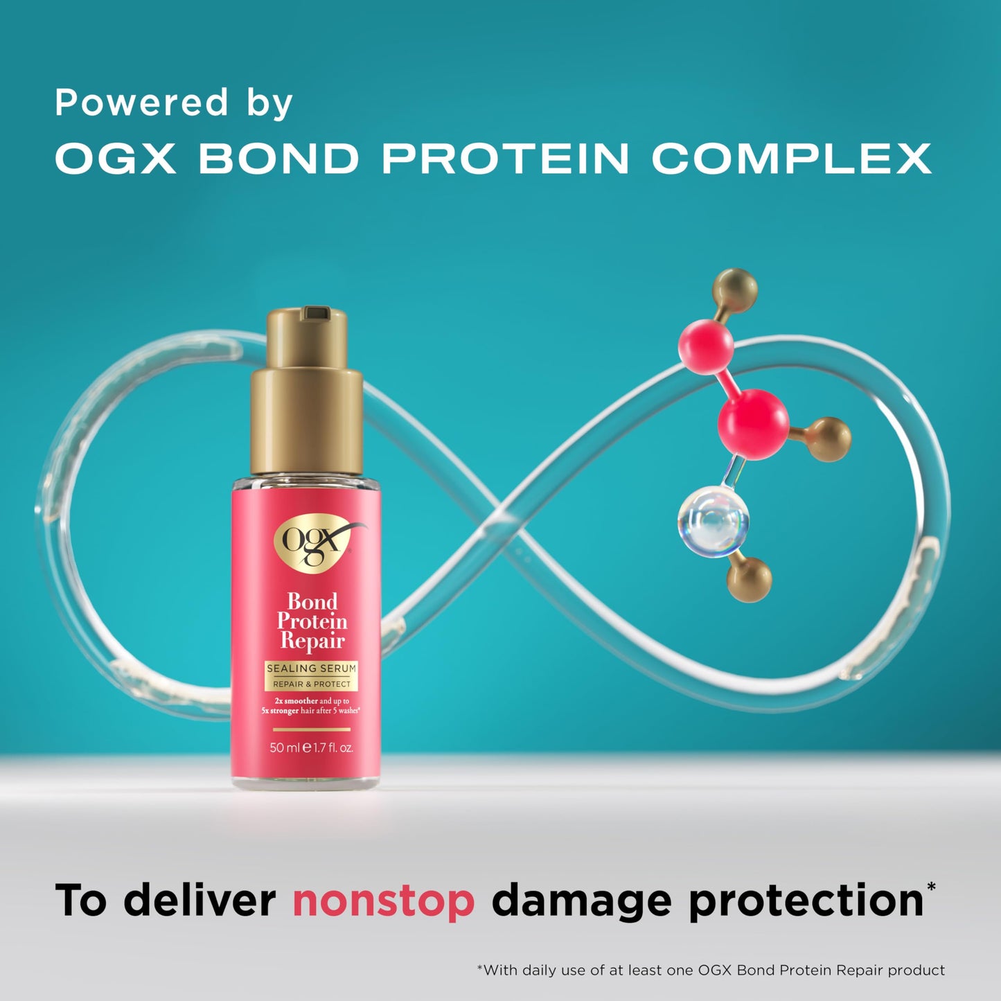 OGX Repair & Protect Bond Protein Repair Sealing Hair Serum, Formulated without Parabens, Frizz Treatment, 1.7 fl. oz