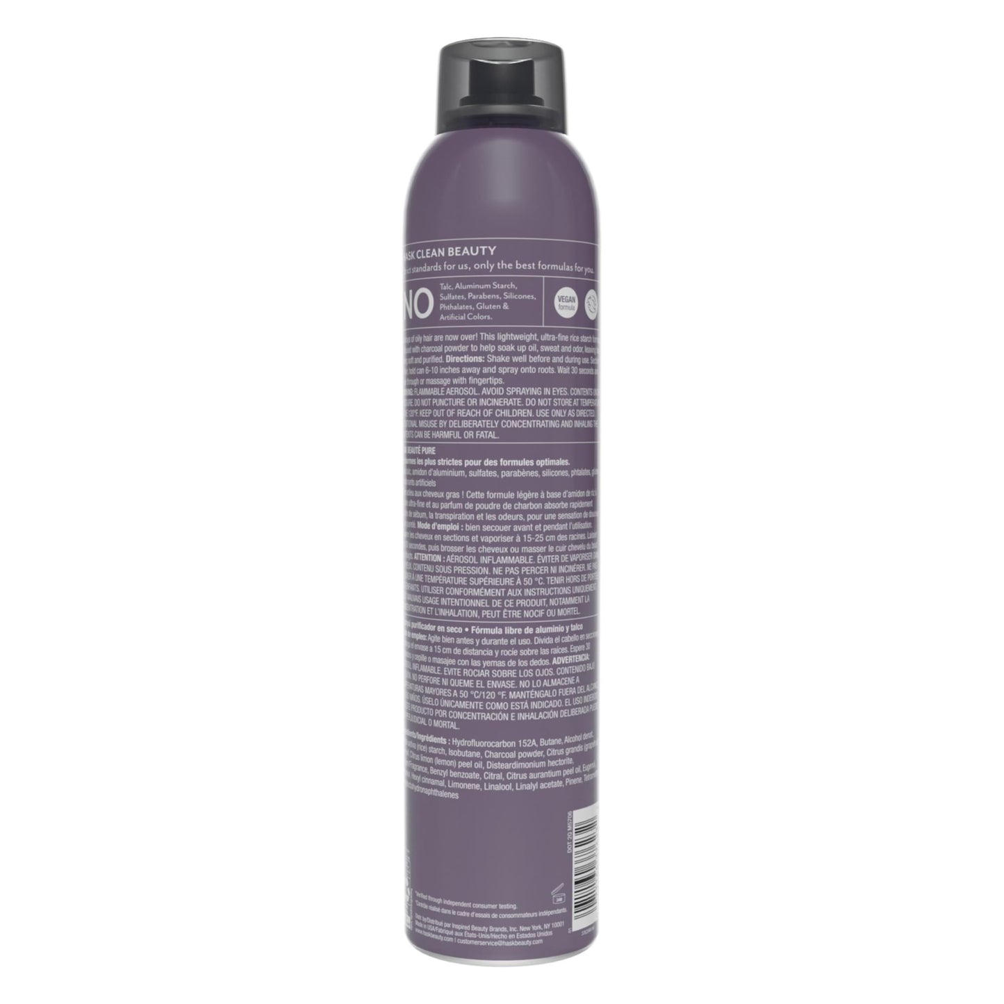 HASK Charcoal Purifying Dry Shampoo – Absorbs Oil & Detoxifies Hair, Extends Time Between Washes, Sulfate-Free, Paraben-Free, Cruelty-Free, 8.1oz