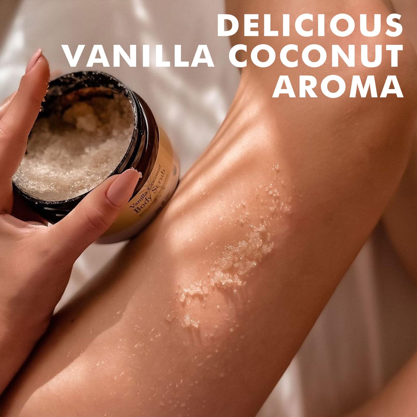 Organic Vanilla Coconut Body Scrub – USA-Made Sugar Exfoliator for Dry & Sensitive Skin, Moisturizes, Removes Dead Skin & Ingrown Hair