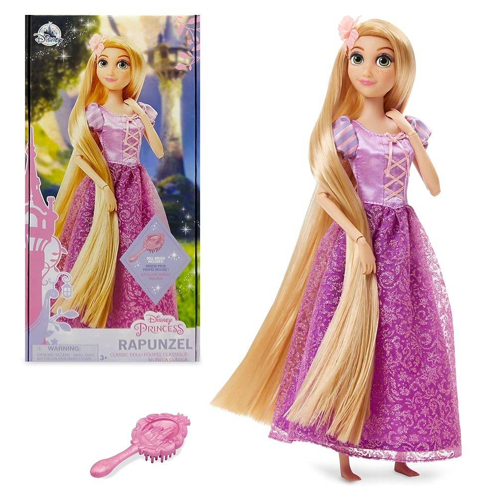 Disney Store Rapunzel Classic 11" Doll from Tangled for Girls – Fully Posable, Includes Brush, Molded Details & Iconic Outfit, Disney Princess Toy