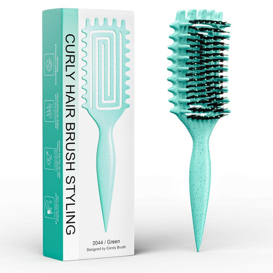 Curl Defining Brush for Curly Hair | Side Gear Design for Combing, Shaping & Styling | Lightweight Candy Brush for Wet or Dry Hair, Women & Men