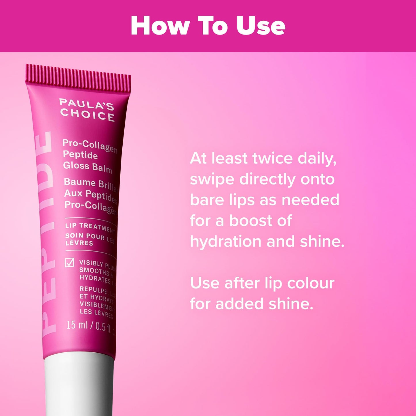 Paula’s Choice Pro-Collagen Peptide Lip Balm – Sheer Gloss, Hydrates & Smooths for Fuller Lips, Non-Sticky, Cruelty-Free, 0.5 oz