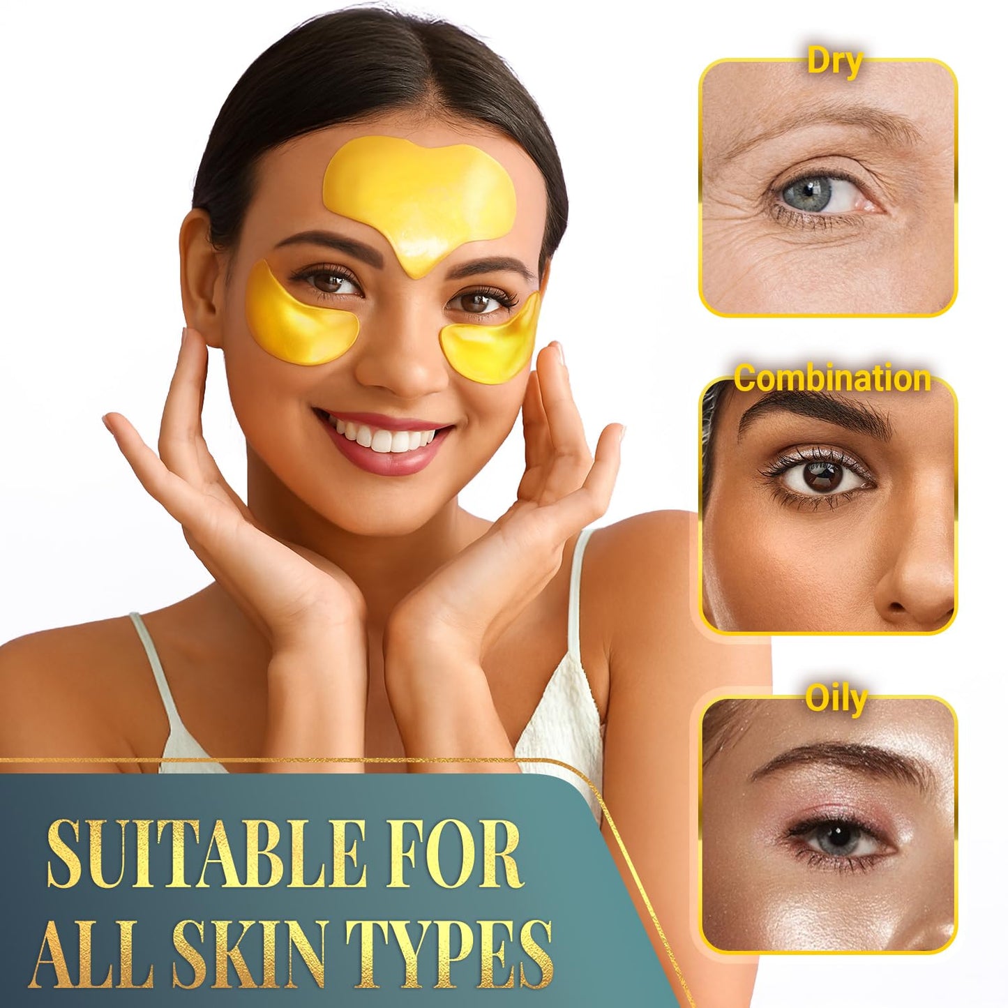 Forehead & Under Eye Wrinkle Patches – Collagen, Hyaluronic Acid & Vitamin A, Line Remover Skin Pads, 26 Golden Sachets