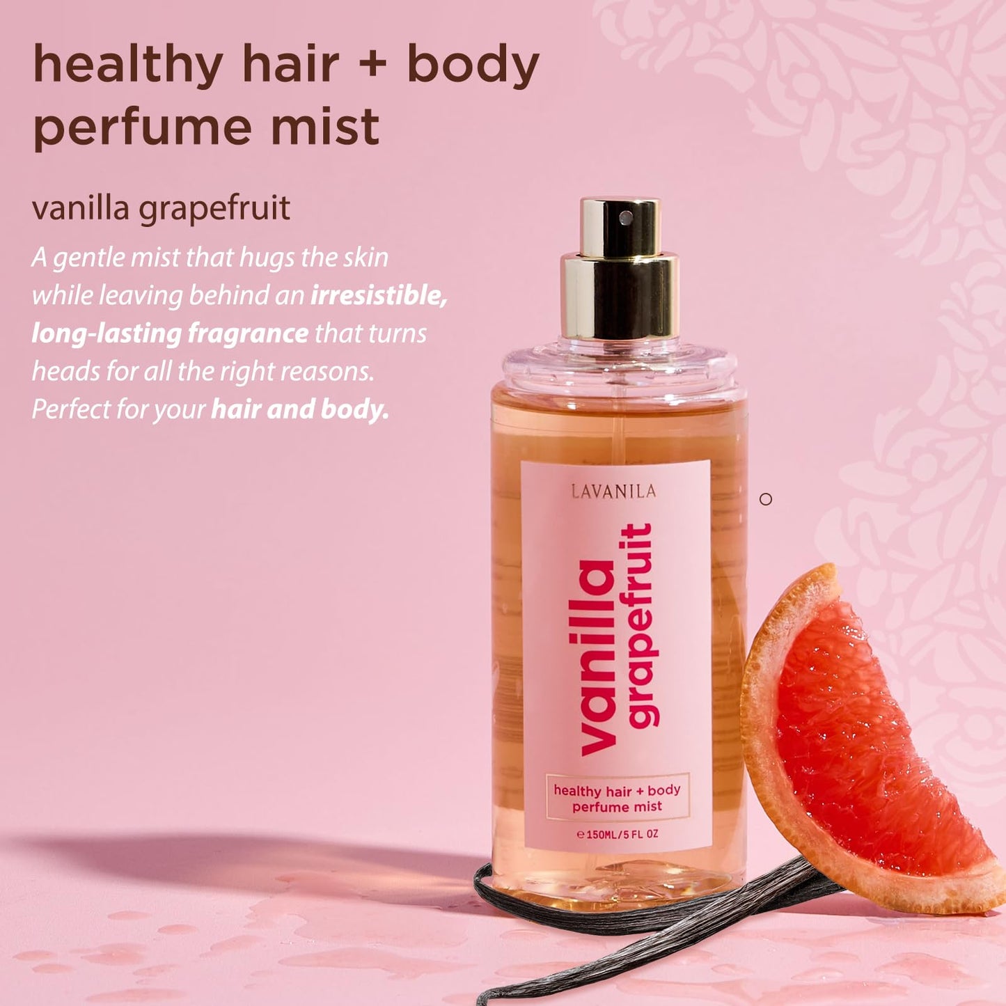 Lavanila Vanilla Grapefruit Healthy Hair & Body Perfume Mist 5 Fl Oz | Bright, Uplifting Scent with Jojoba Oil, Cedarwood & Pink Grapefruit