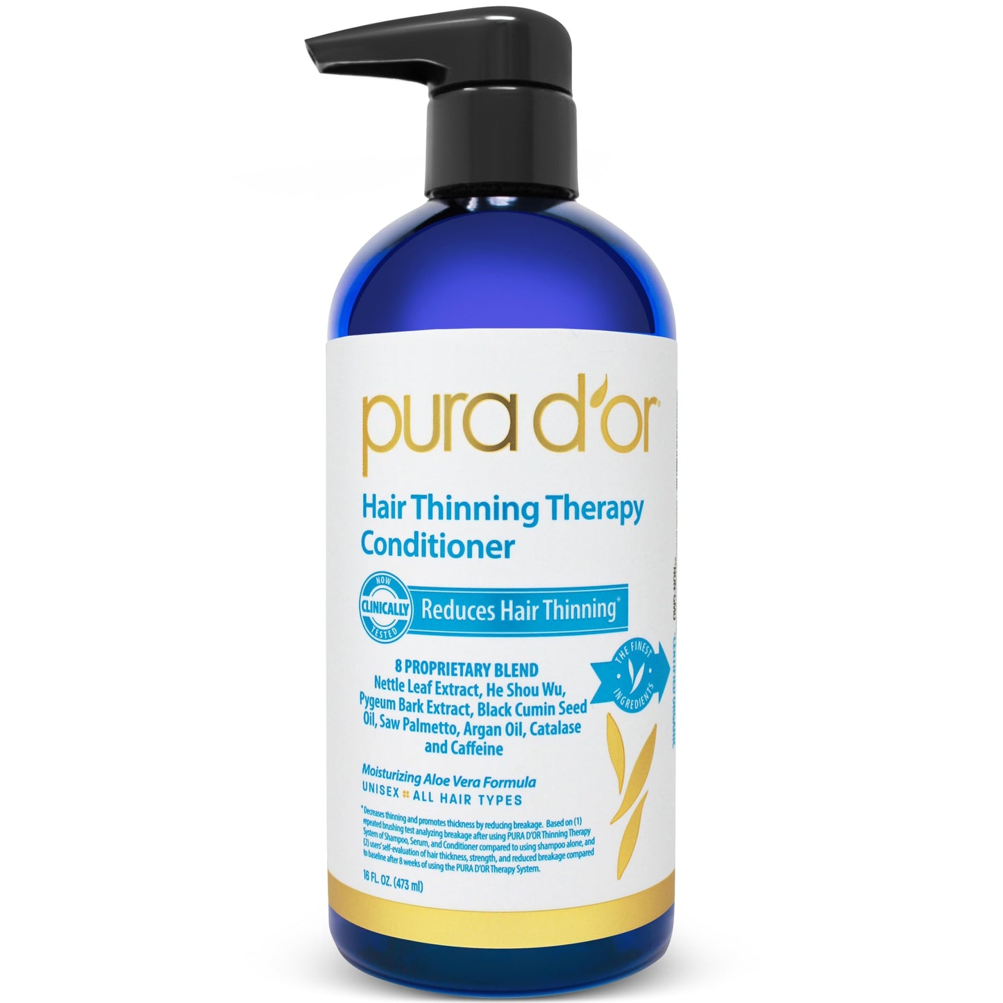PURA D'OR Hair Thinning Therapy Biotin Conditioner 16 Oz | Clinically Tested | Deep Moisturizing Herbal Blend | Thickening & Color Safe