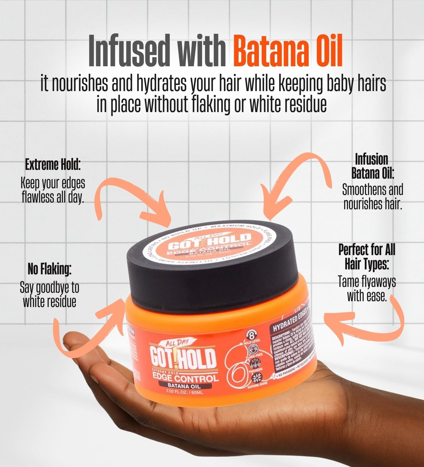 ALL DAY GOT HOLD Extreme hold Batana Oil Edge Control 2.02 fl.oz/60ml