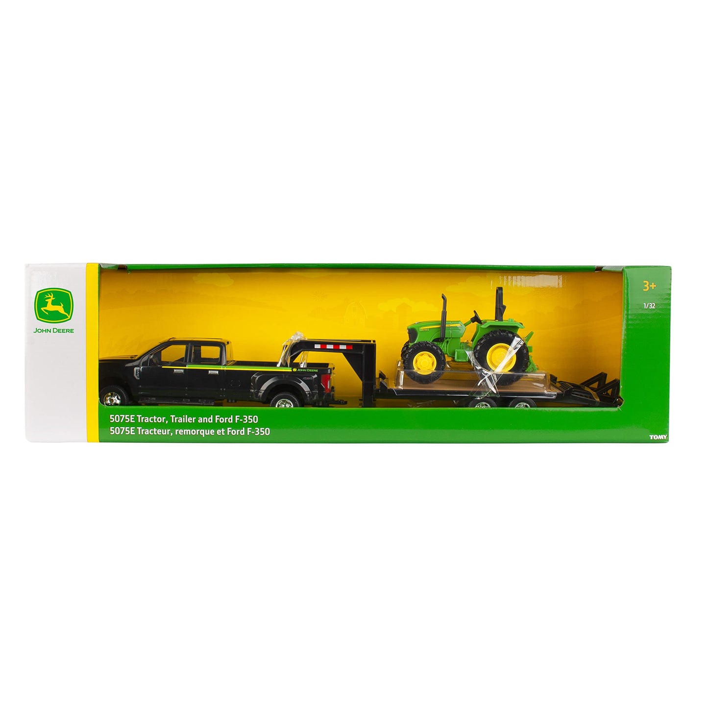 ERTL Ford F350 Pickup & John Deere Tractor Toy Set 1:32 Scale with Gooseneck Trailer, Kids 3+ Ages, 17.25" Play Vehicles