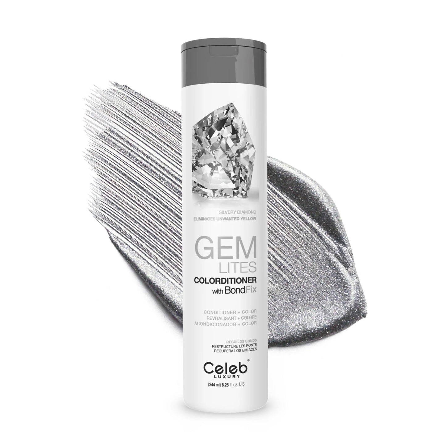 Celeb Luxury Colorwash Color Depositing Conditioner - Color Refresher , Vegan Hair Dye Mask, Bondfix Bond Rebuilder, Gem Lites Silvery Diamond